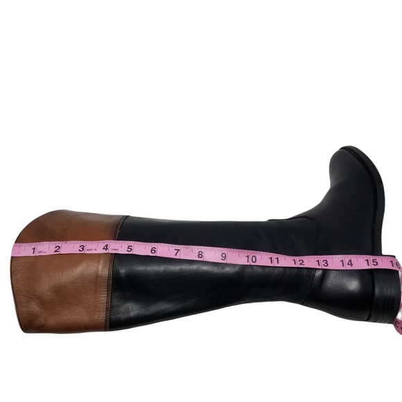 Aldo Leather Brown Black Block Riding Boots - Picture 13 of 14